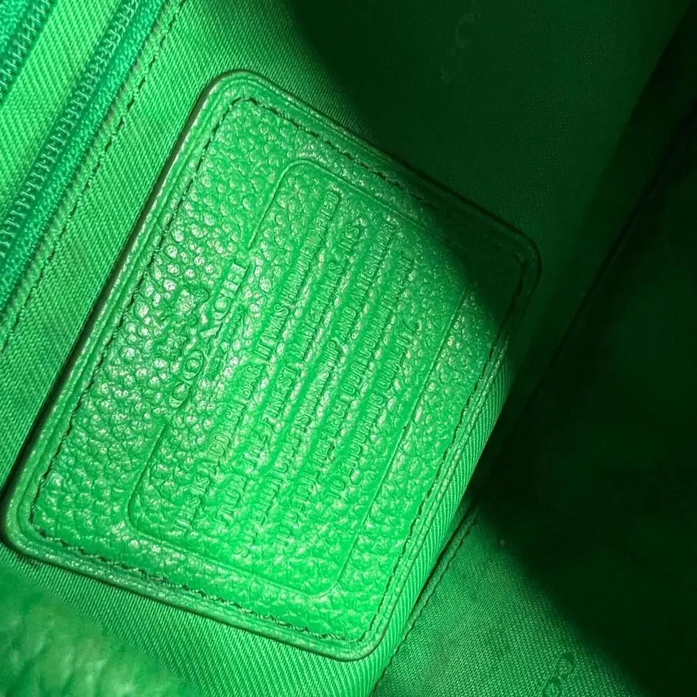 Coach Pebble Leather Hobo Shoulder Bag Green Purse‎ Women Medium